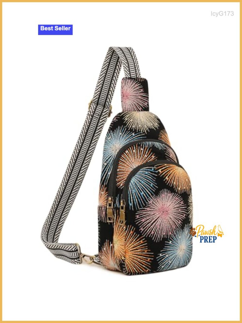Canvas Sling Bag Crossbody Purse for Women, Embroidered Boho Sling Backpack